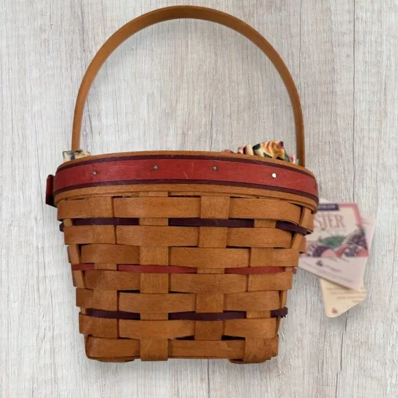 Longaberger 1995 Signed Easter Basket Handwoven Liner Insert Original Paperwork